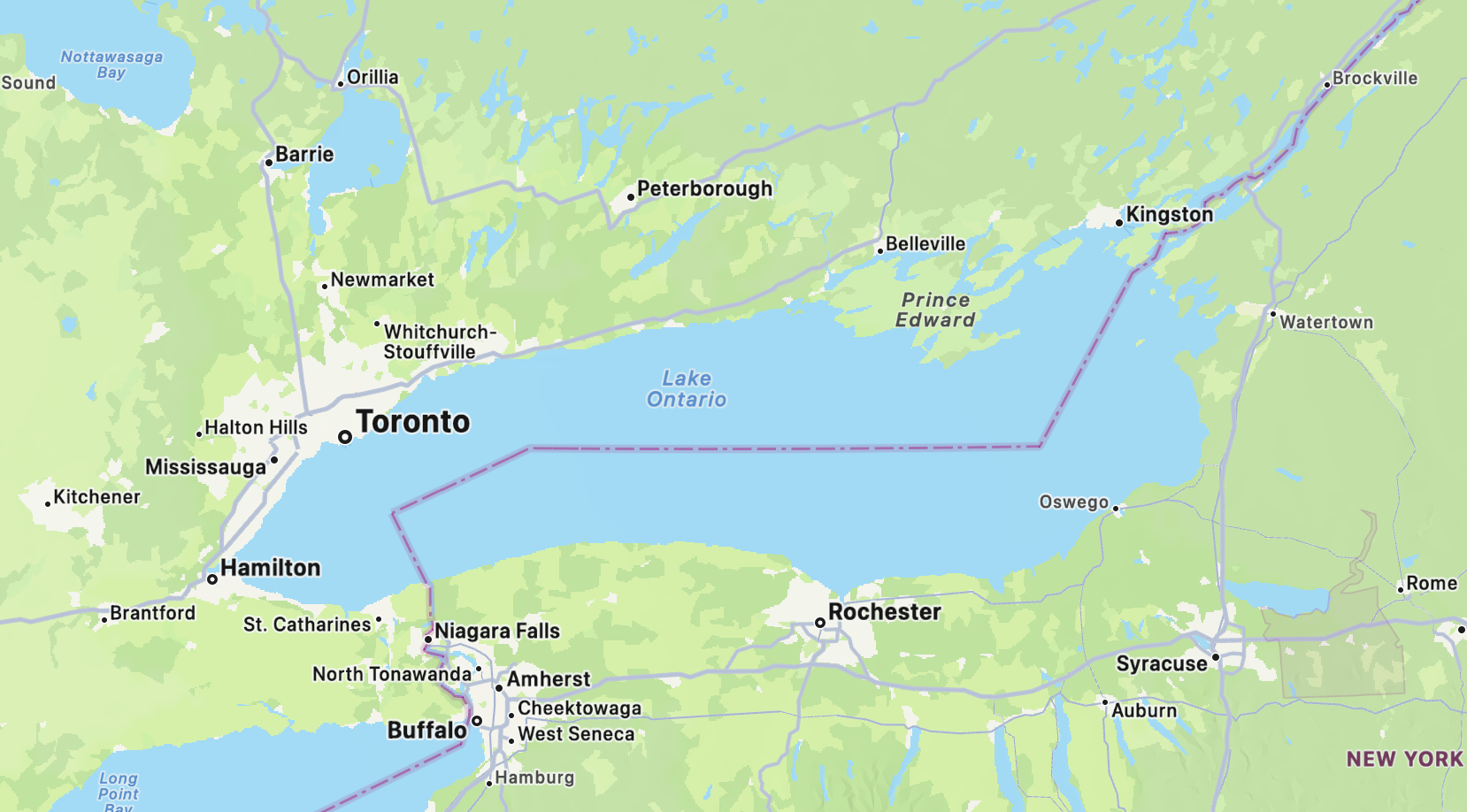 Lake Ontario on Apple Maps