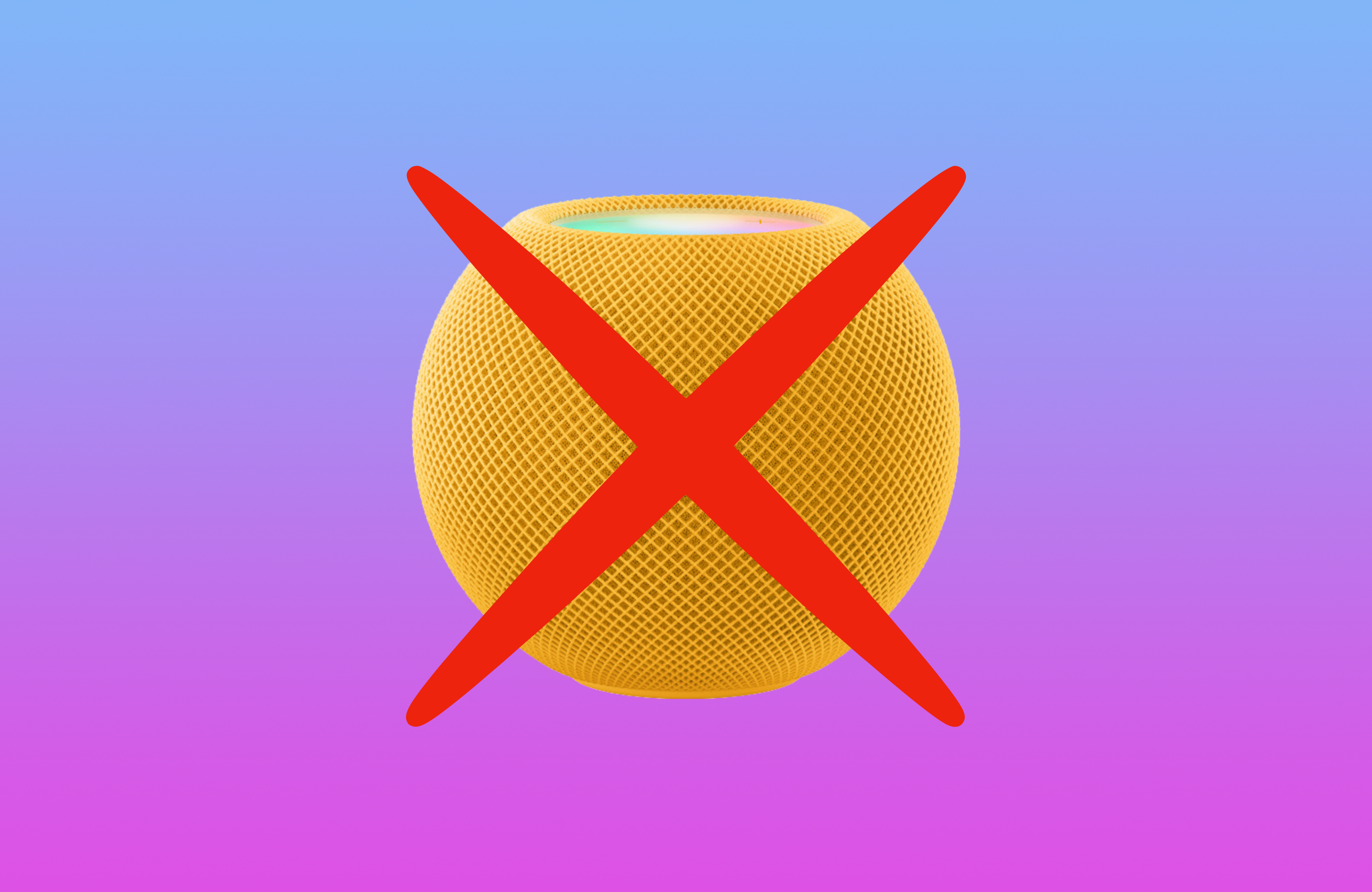 HomePod mini with red x mark over it