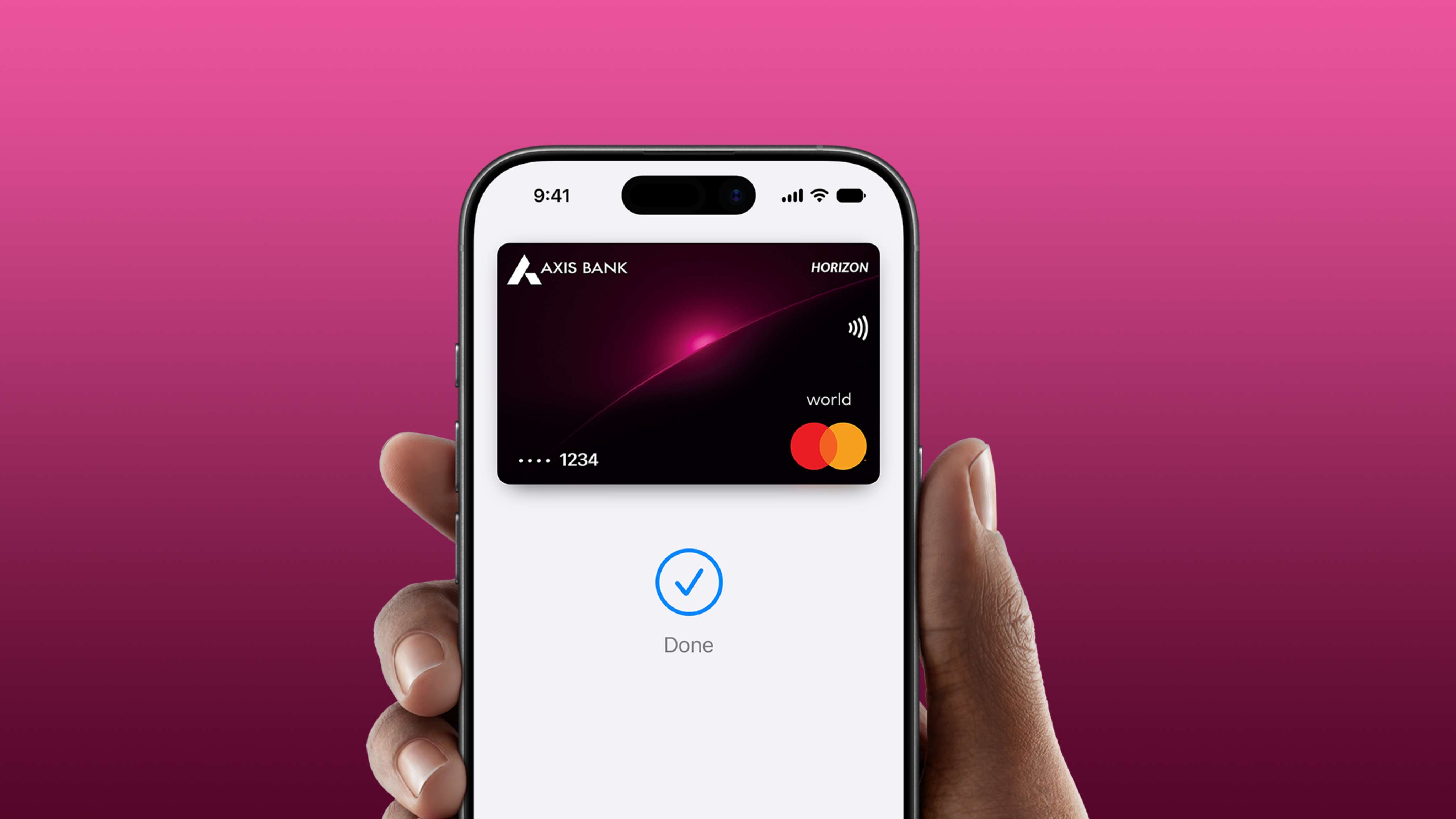 An axis bank card on an iPhone 