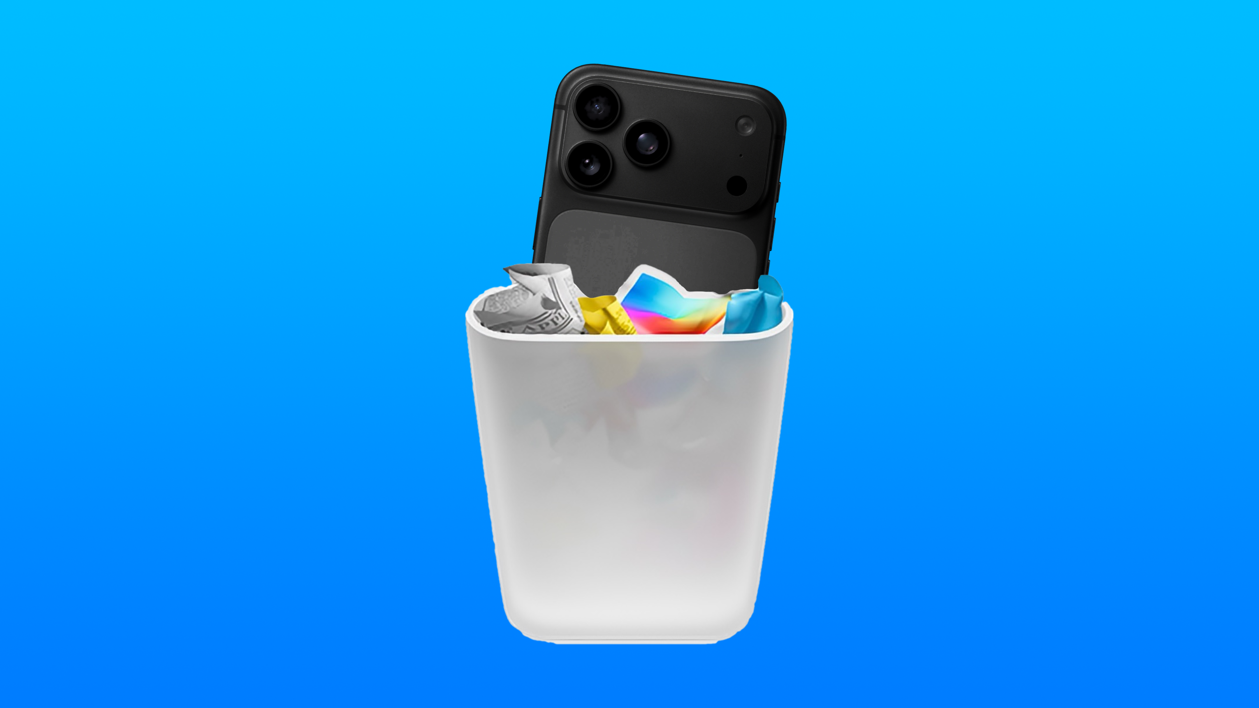 Black iPhone in a bin