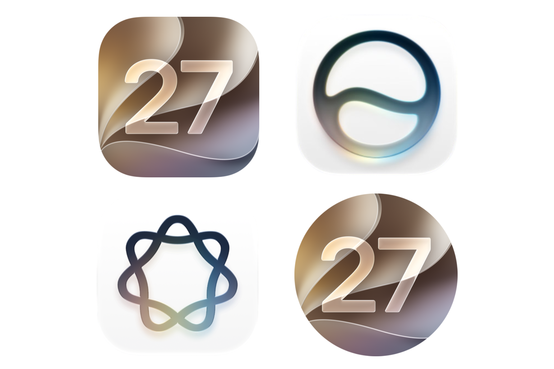 Apple operating system logo, Siri logo, and Apple intelligence logo