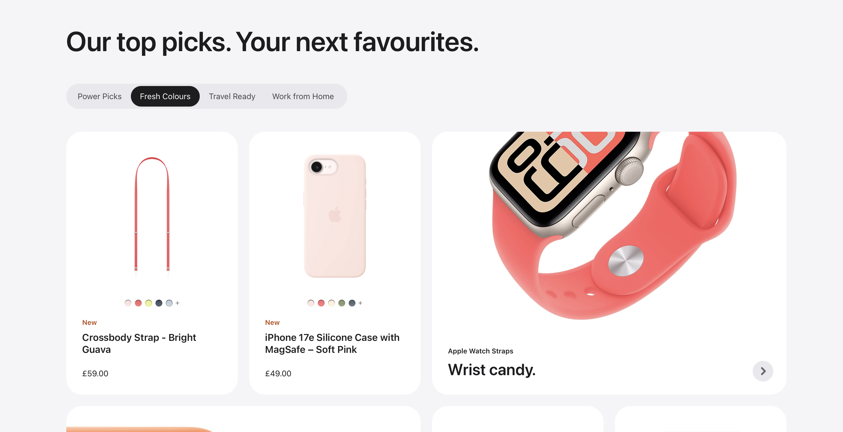 a curated grid layout of Apple accessories
