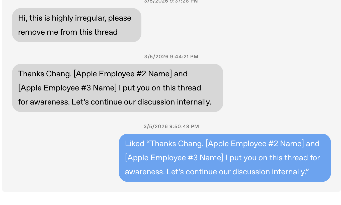 a set of re-created iMessages