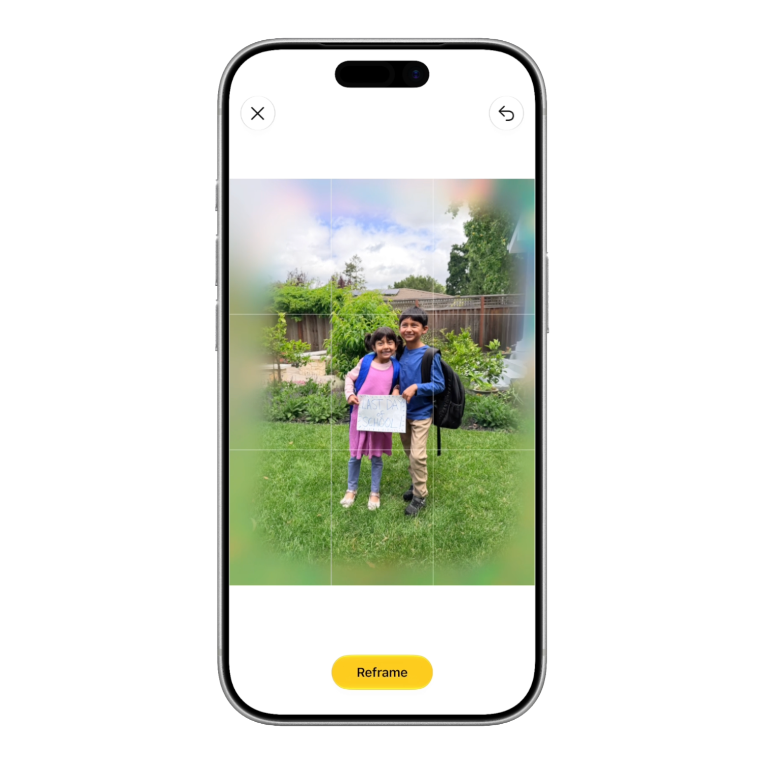 Photo reframing UI on iPhone
