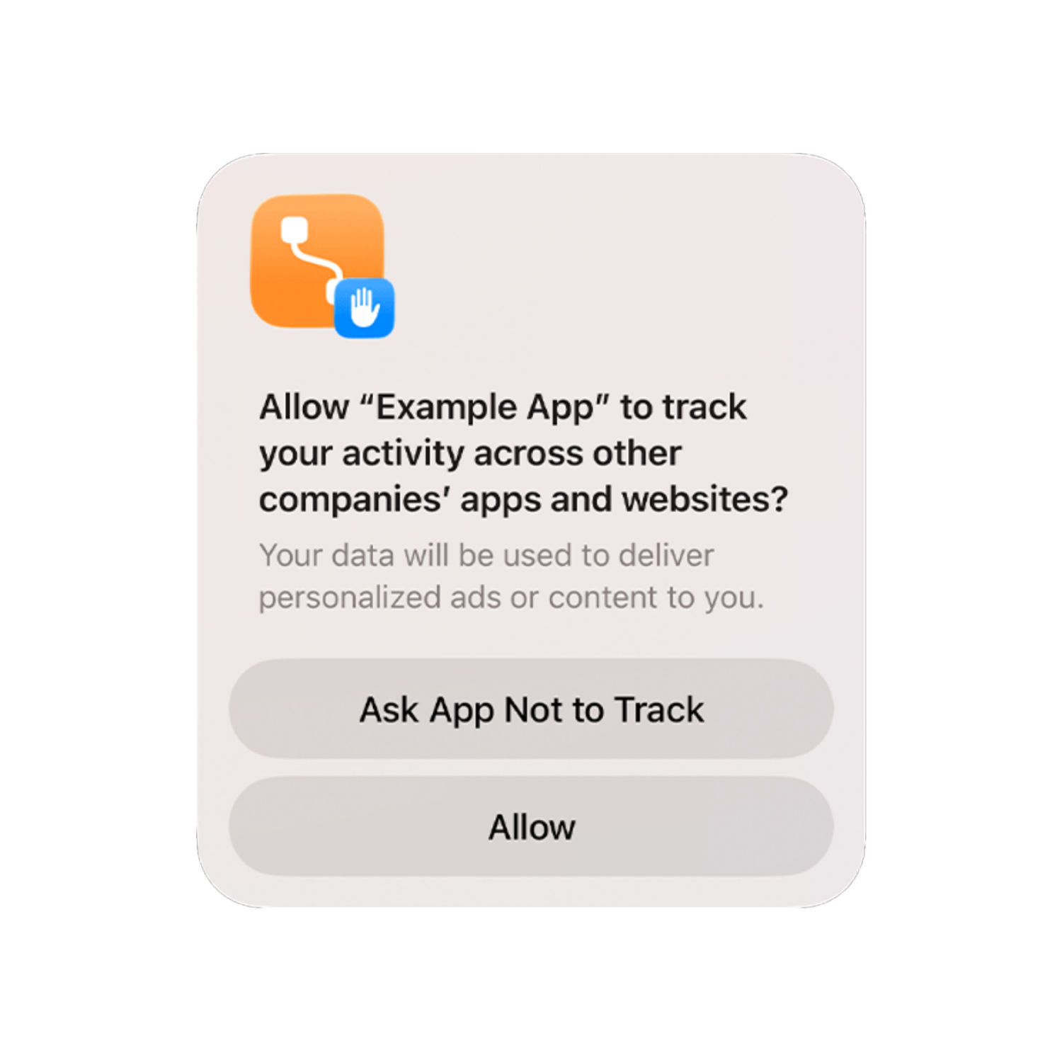 An iphone popup asking for permission to track