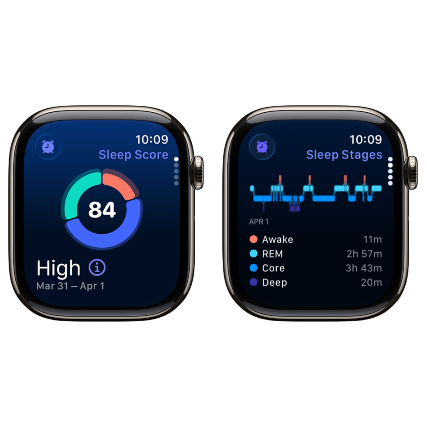 An Apple Watch showing sleep tracking information