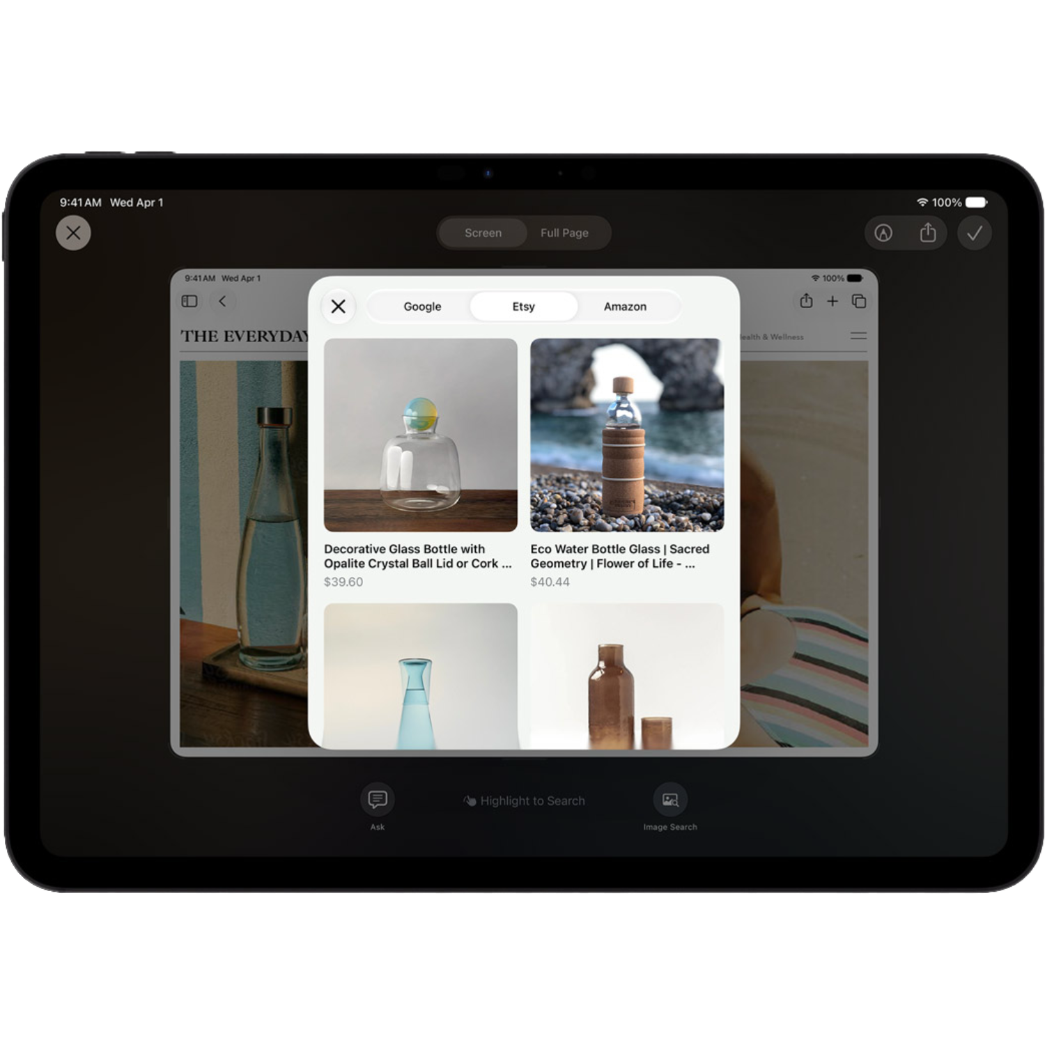 iPad screeshot UI